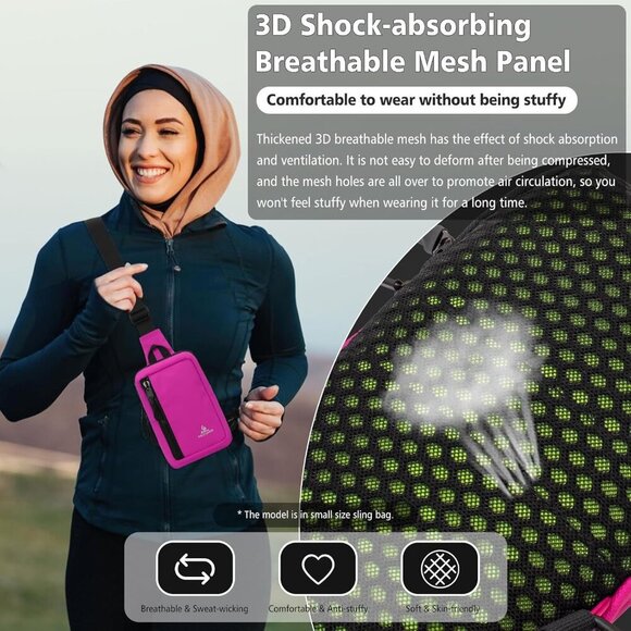 Small Crossbody Bag Nylon Water Resistant Compact Travel Running Phone - Picture 4 of 9